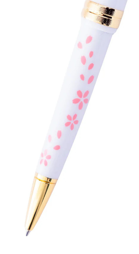 Penna a sfera Bailey Light™ Cherry Blossom in resina bianca lucida