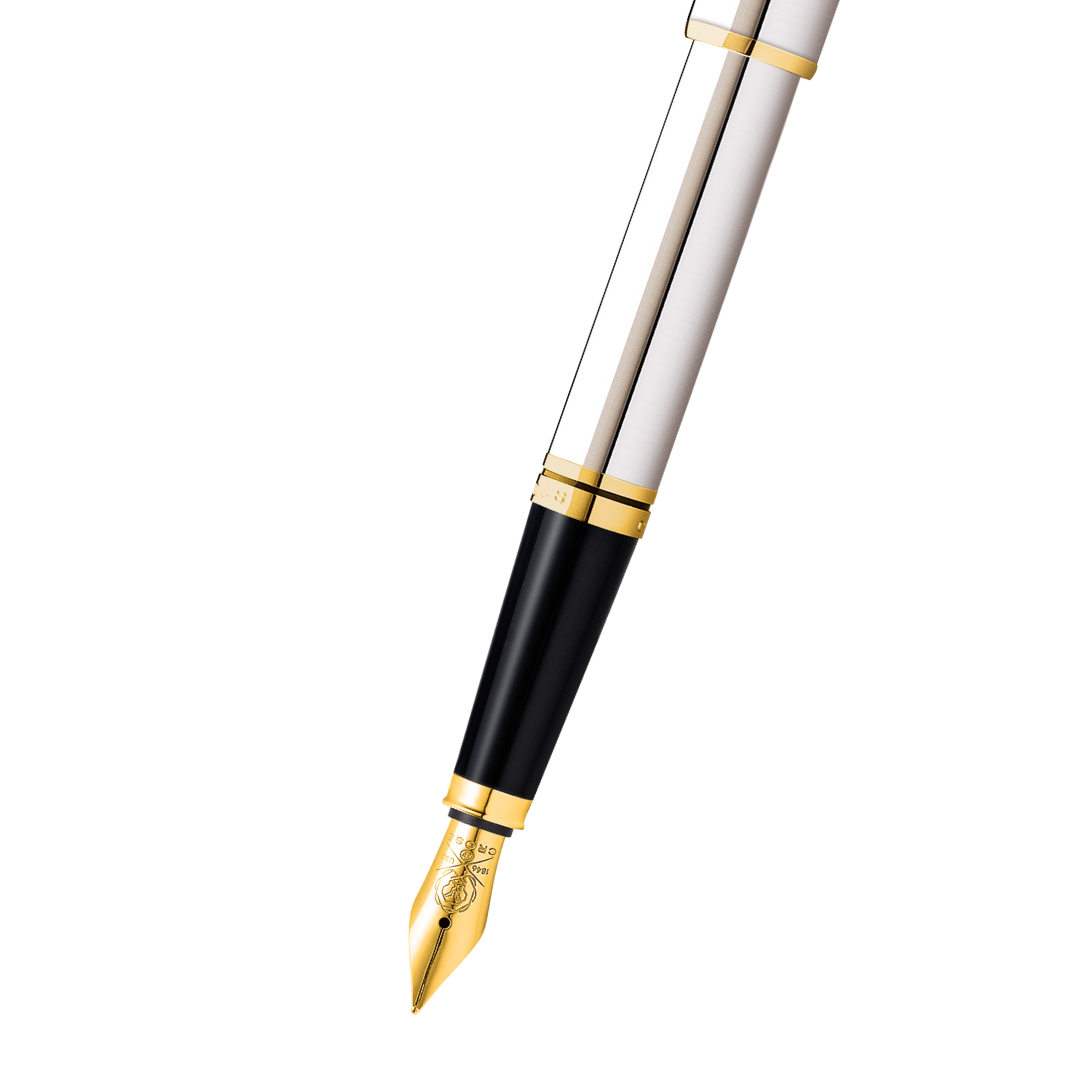 Penna stilografica Coventry cromata lucida con pennino fine color oro