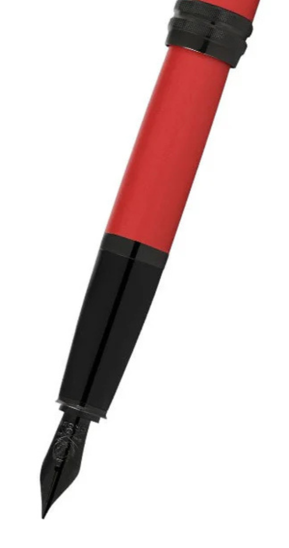 Penna stilografica Bailey™ in acciaio inossidabile laccato rosso opaco con pennino medio
