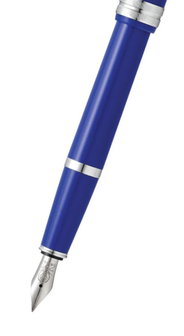 Penna stilografica Bailey Light™ in resina blu lucida con pennino extra fine