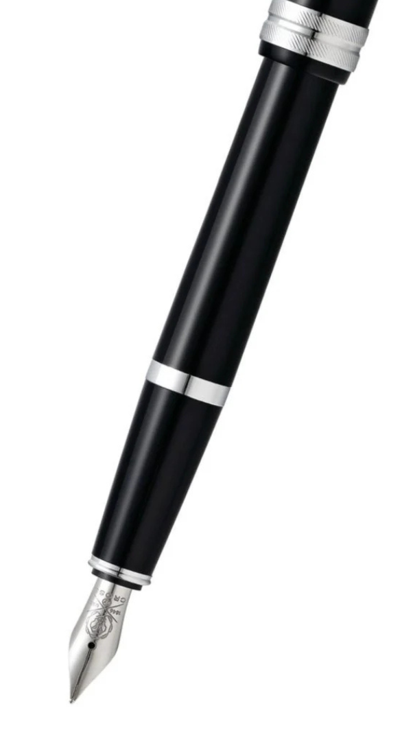 Penna stilografica Bailey Light™ con pennino fine in resina nera lucida