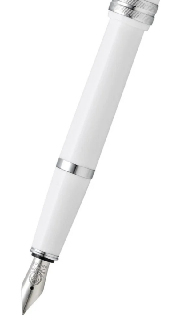 Penna stilografica Bailey Light™ in resina bianca lucida con pennino fine