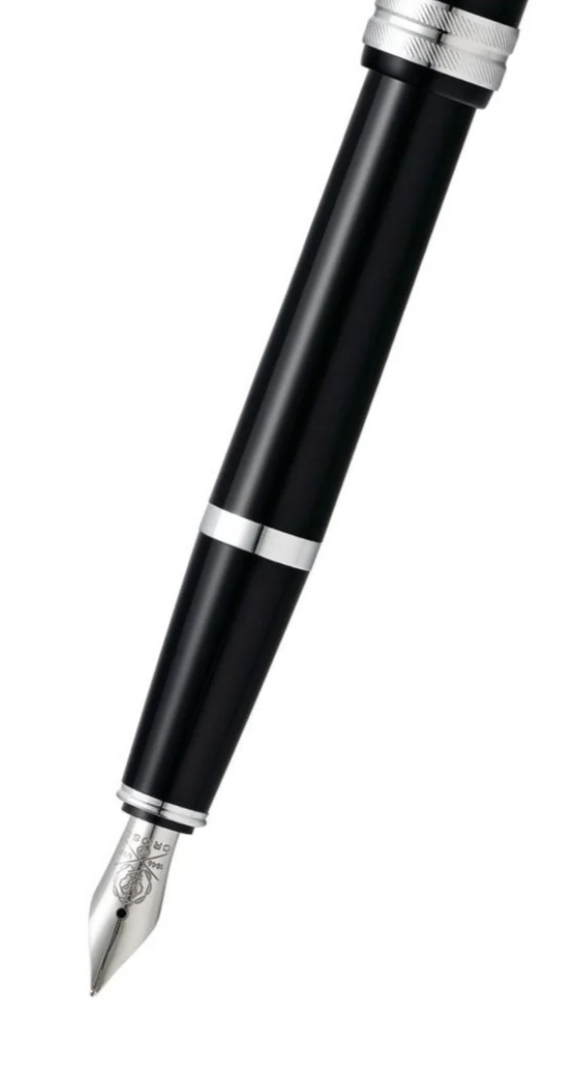 Penna stilografica Bailey Light™ in resina nera lucida con pennino extra fine