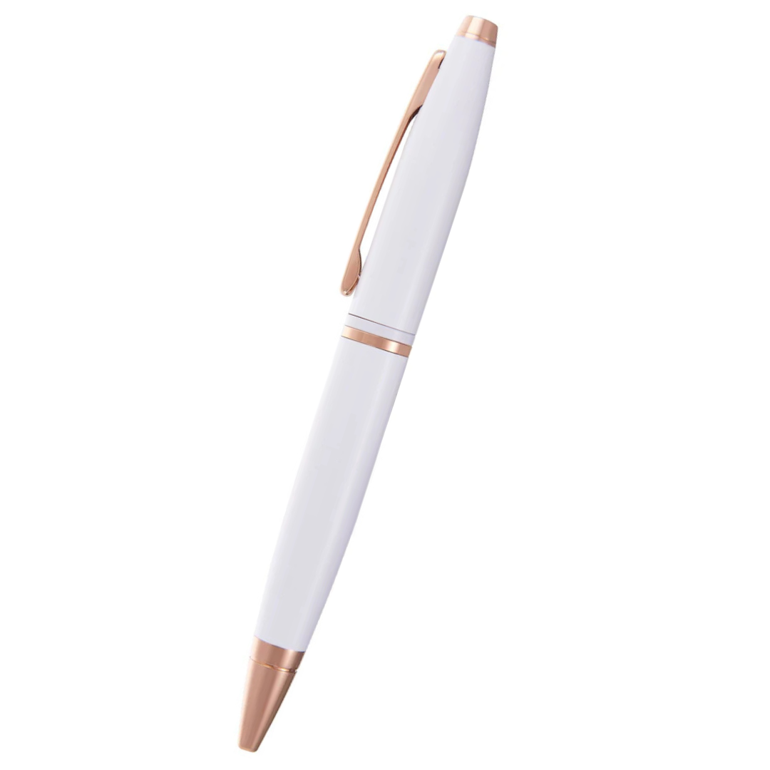 Set regalo Calais™ con penna a sfera laccata bianca perlata e diario bianco