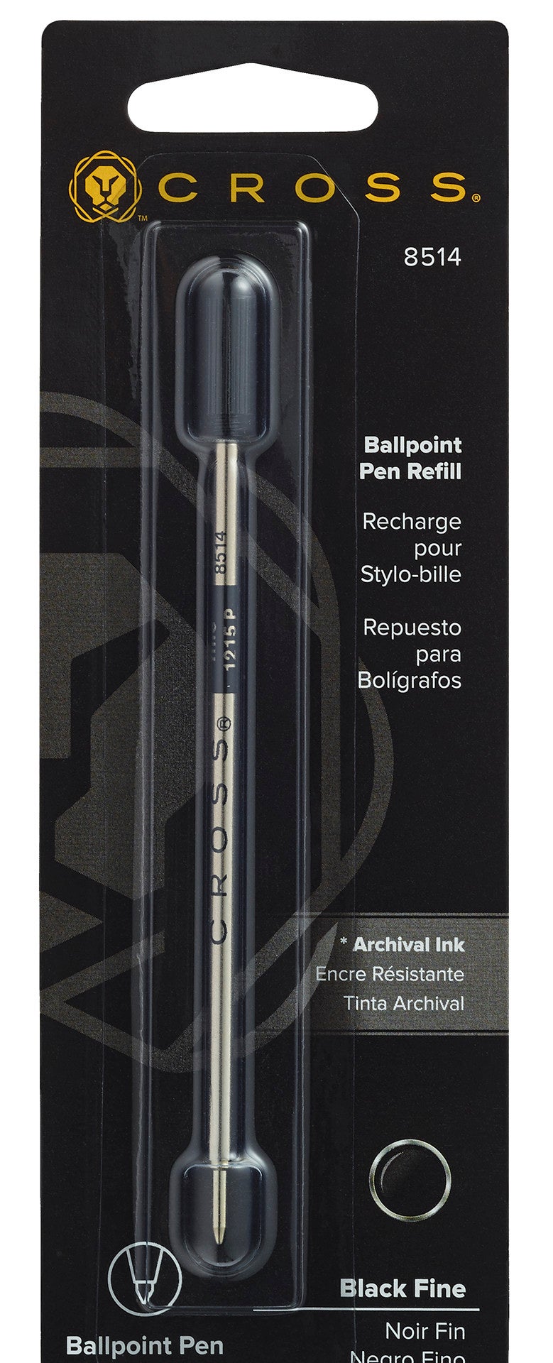 Ballpoint Pen Refill - Black - Fine - Packaged One Per Card