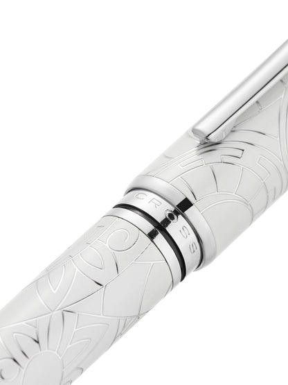 Penna stilografica Coventry Zodiac Year of the Snake con pennino fine laccata bianco perla