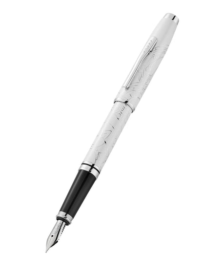Penna stilografica Coventry Zodiac Year of the Snake con pennino fine laccata bianco perla