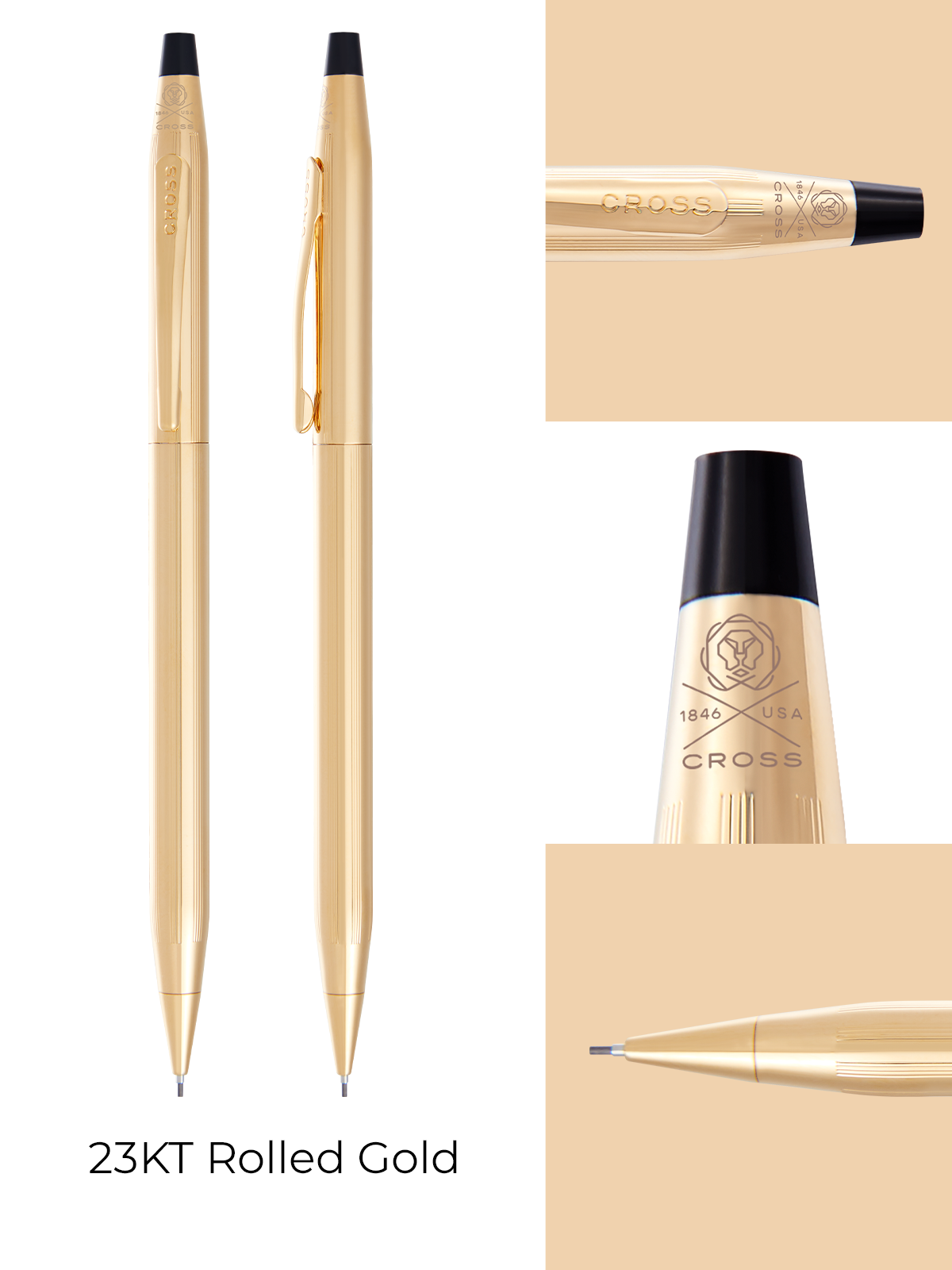 Matita Classic Century® placcata oro 23KT da 0,7 mm