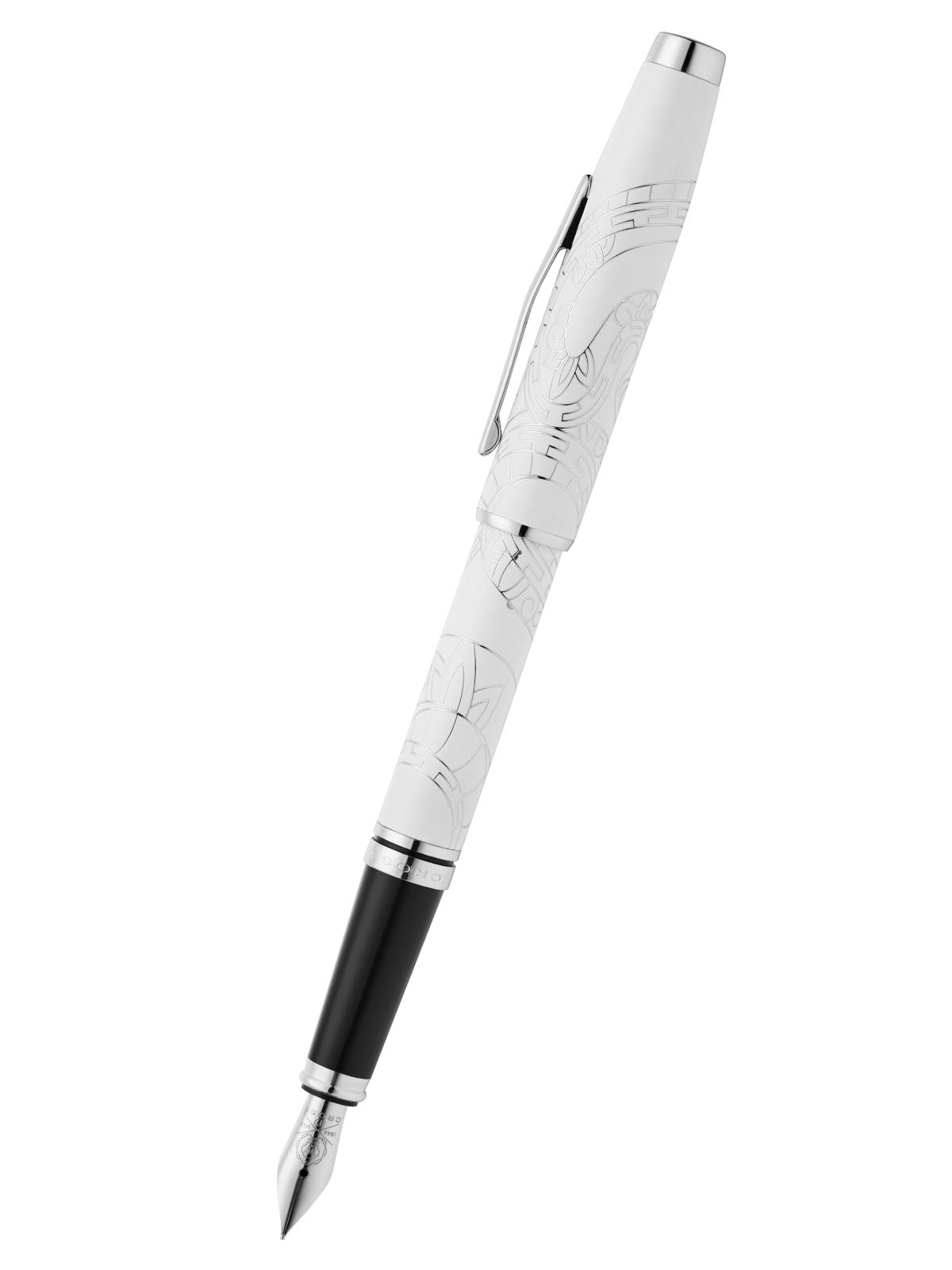 Penna stilografica Coventry Zodiac Year of the Snake con pennino fine laccata bianco perla