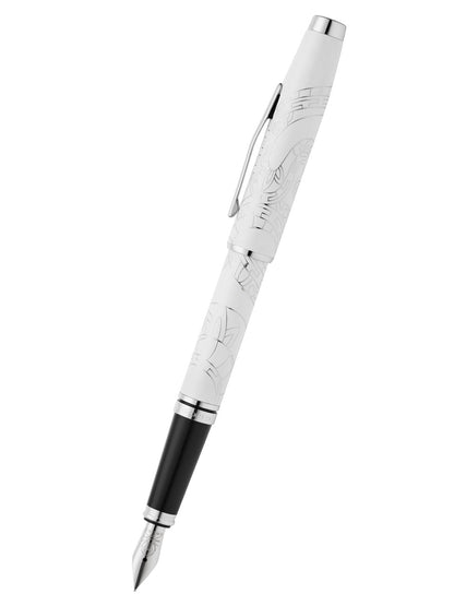Penna stilografica Coventry Zodiac Year of the Snake con pennino fine laccata bianco perla