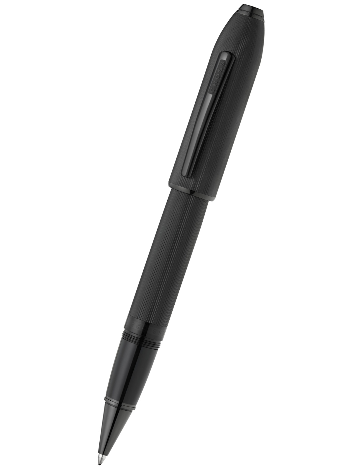 Penna a sfera Peerless™ nero lucido con motivo a diamante inciso