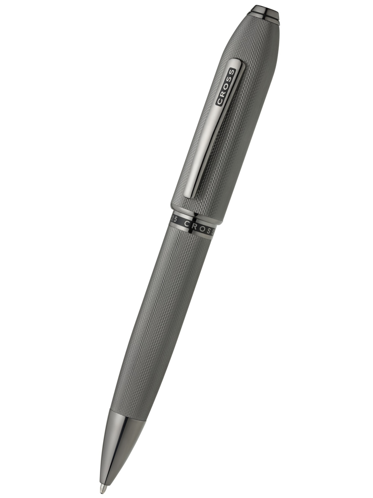 Penna a sfera Peerless™ grigio ardesia lucido con motivo a diamante inciso