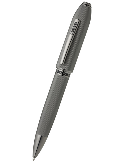 Penna a sfera Peerless™ grigio ardesia lucido con motivo a diamante inciso