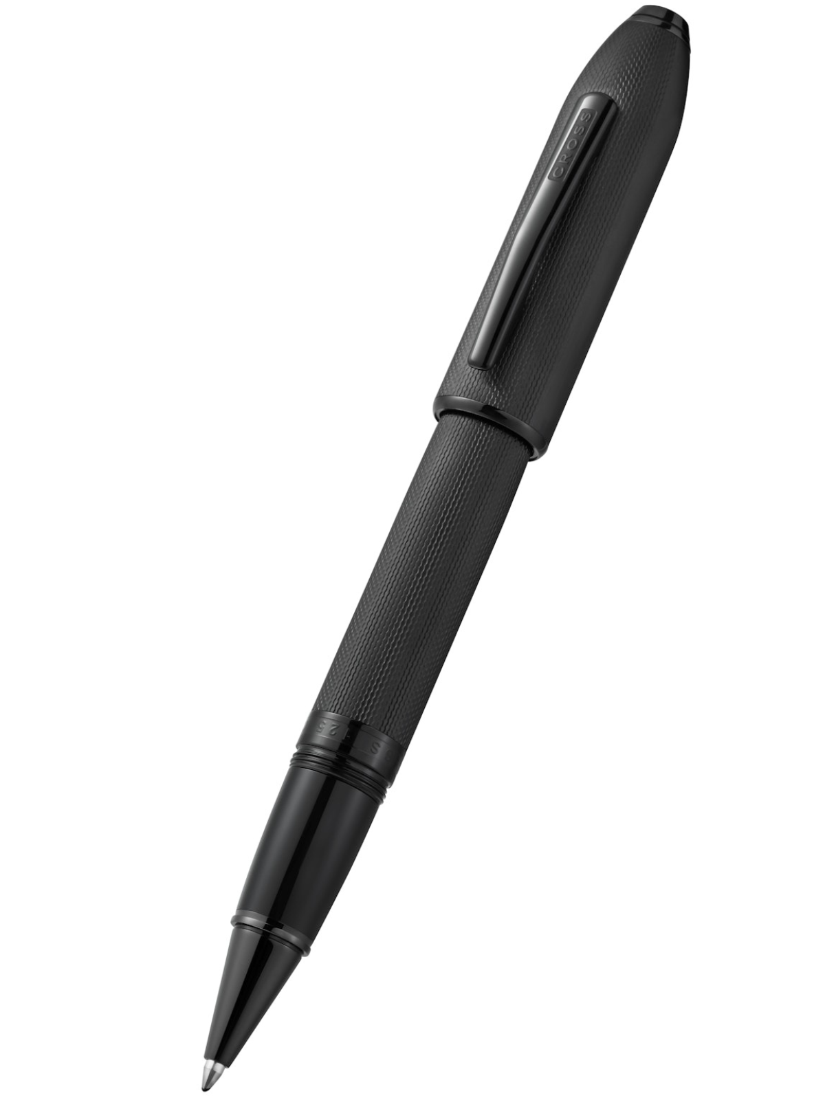 Penna a sfera Peerless™ nero lucido con motivo a diamante inciso