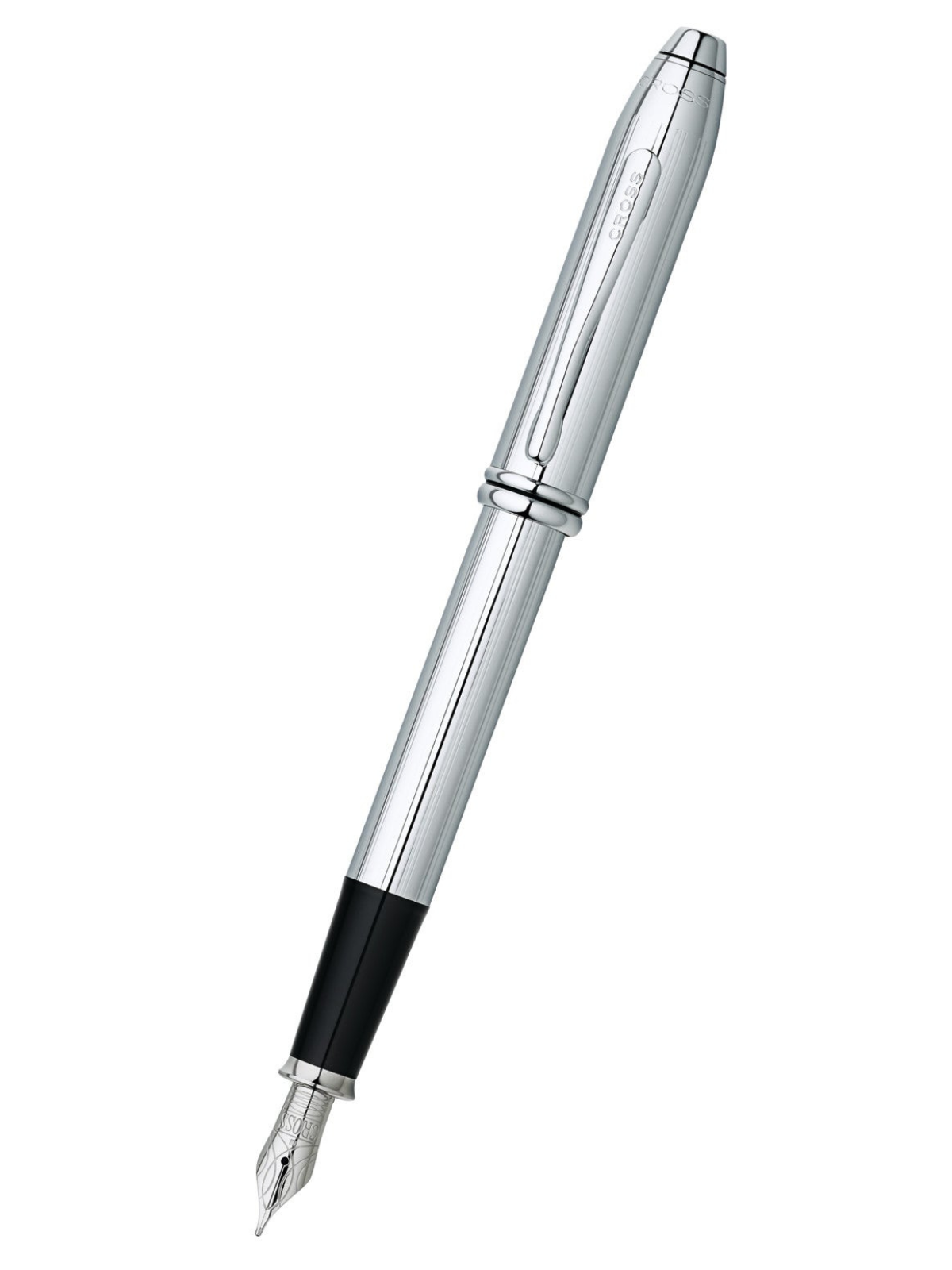 Penna stilografica Townsend® in acciaio inossidabile cromato lucido con pennino medio