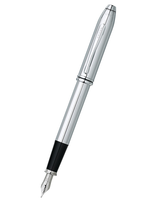 Penna stilografica Townsend® in acciaio inossidabile cromato lucido con pennino medio