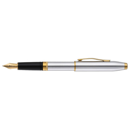 Foundry Polished Chrome con particolari PVD oro e pennino medio in acciaio inox rivestito PVD oro – penna stilografica