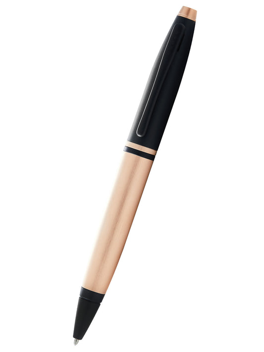 Penna a sfera Calais™ placcata in oro rosa spazzolato e laccata nera