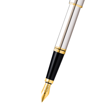 Penna stilografica Coventry cromata lucida con pennino fine color oro