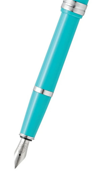 Penna stilografica Bailey Light™ in resina verde acqua lucida con pennino extra fine