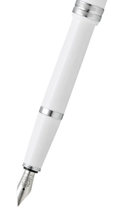 Penna stilografica Bailey Light™ in resina bianca lucida con pennino extra fine