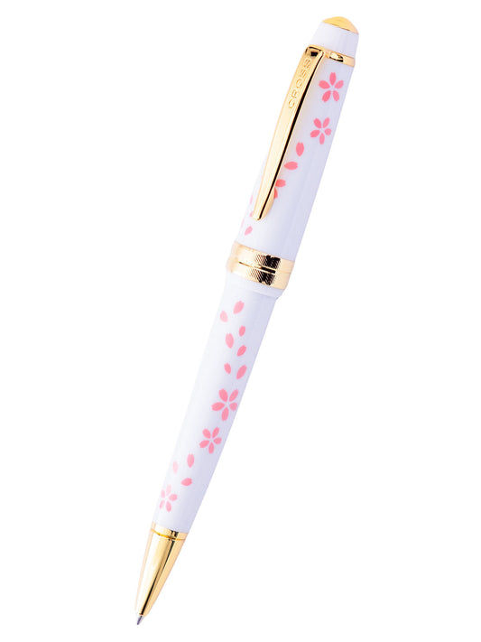 Penna a sfera Bailey Light™ Cherry Blossom in resina bianca lucida