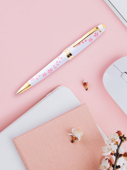 Penna a sfera Bailey Light™ Cherry Blossom in resina bianca lucida
