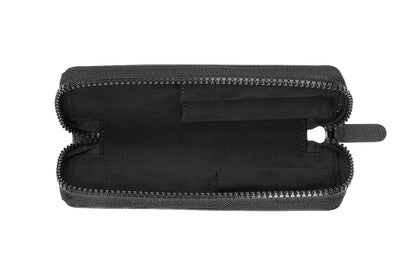 Astuccio doppio con zip in pelle Saffiano Nero