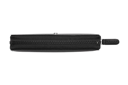 Astuccio doppio con zip in pelle Saffiano Nero