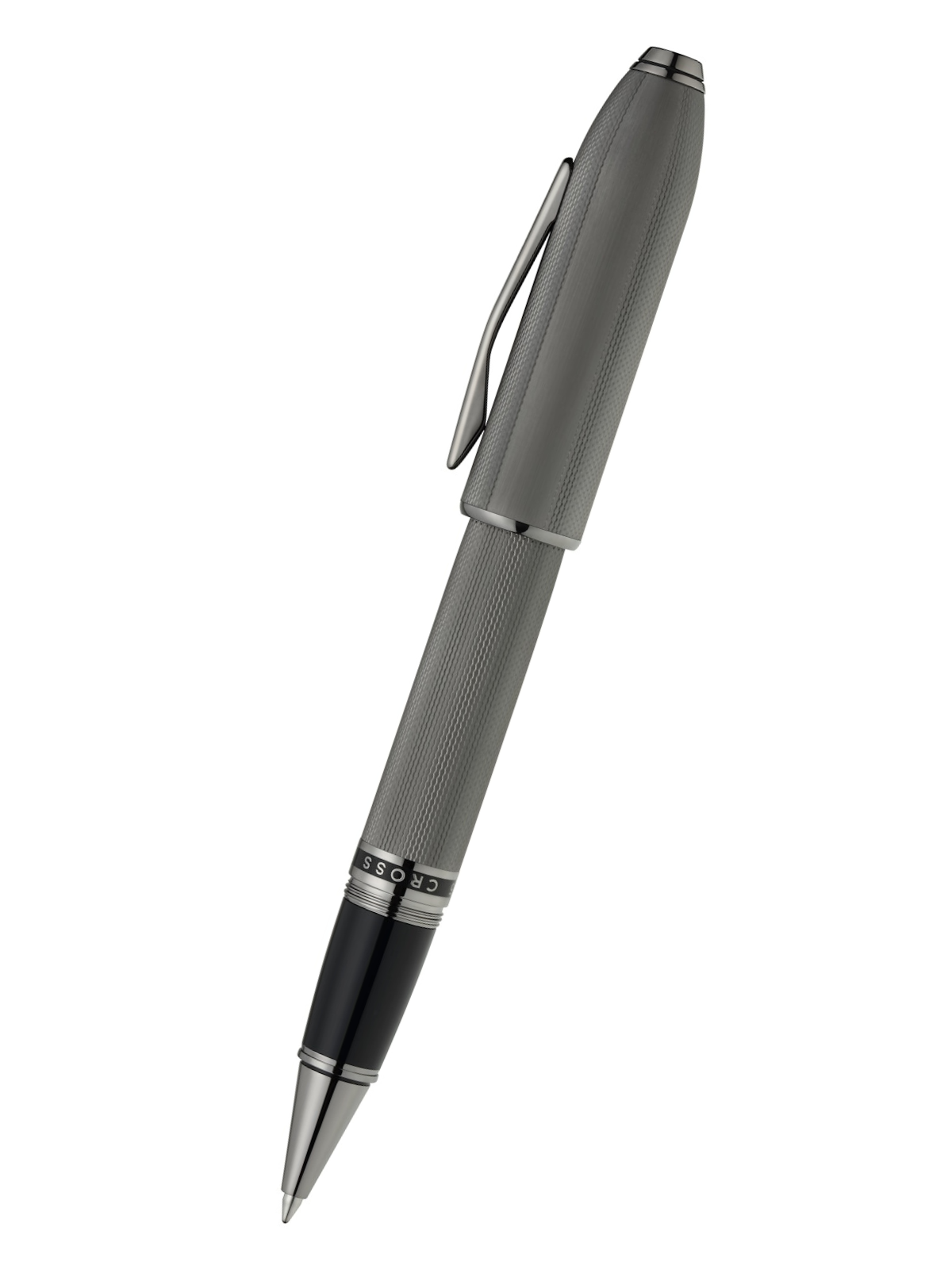 Penna a sfera Peerless™ in grigio ardesia lucido con motivo a diamante inciso