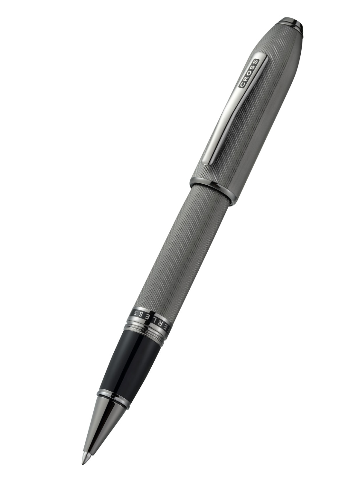 Penna a sfera Peerless™ in grigio ardesia lucido con motivo a diamante inciso