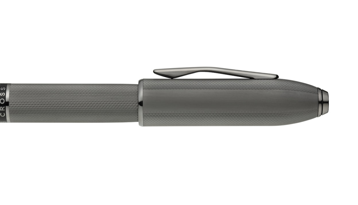 Penna a sfera Peerless™ in grigio ardesia lucido con motivo a diamante inciso