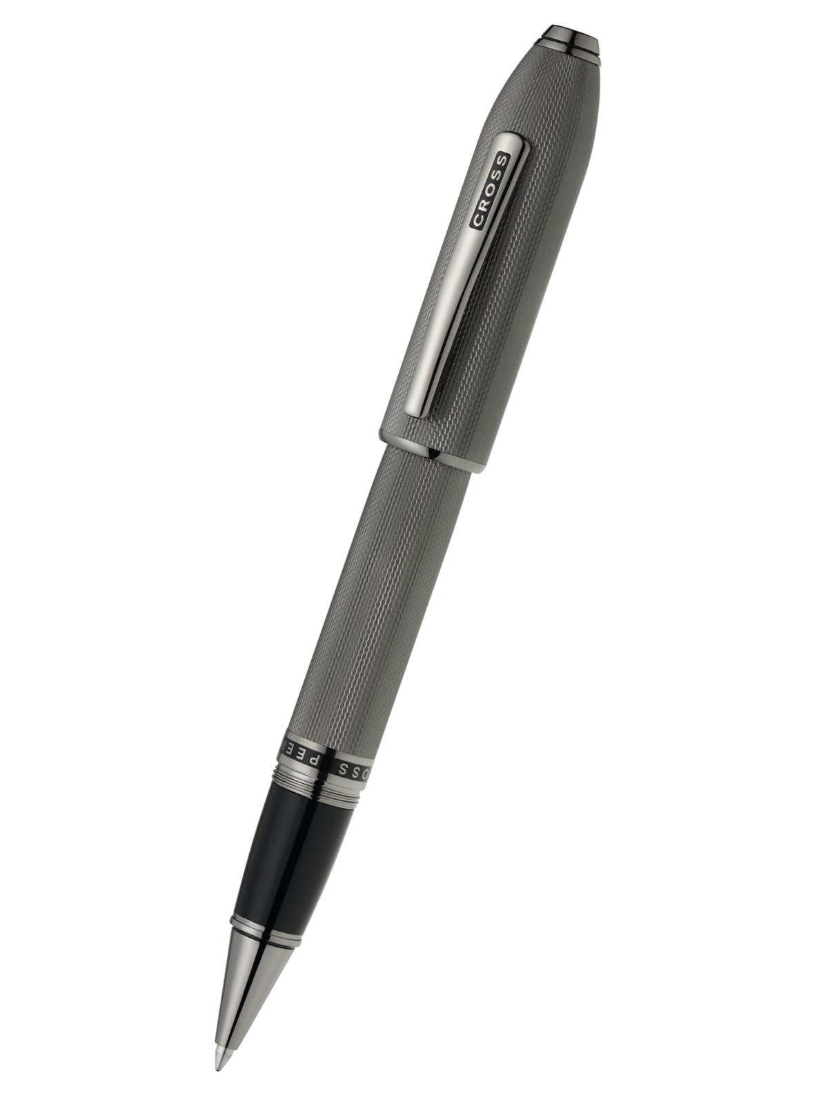 Penna a sfera Peerless™ in grigio ardesia lucido con motivo a diamante inciso