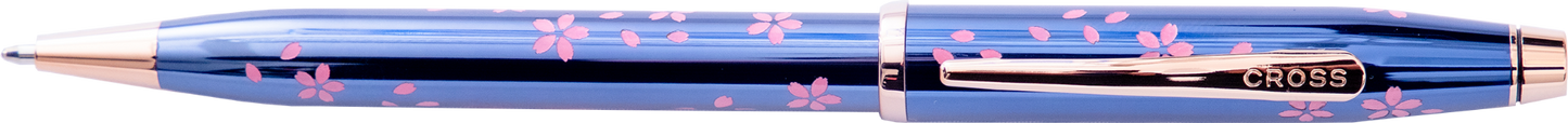 Century II Cherry Blossom Translucent Blue Lacquer with Polished Rose Gold PVD Appointments Ballpoint Pen