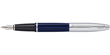 Calais Chrome and Blue Lacquer Fountain Pen