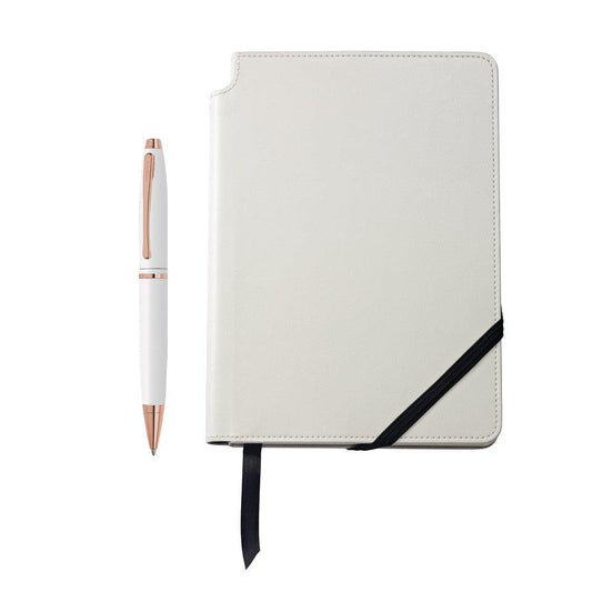 Calais Pearlescent White Lacquer Ballpoint and White Journal Gift Set